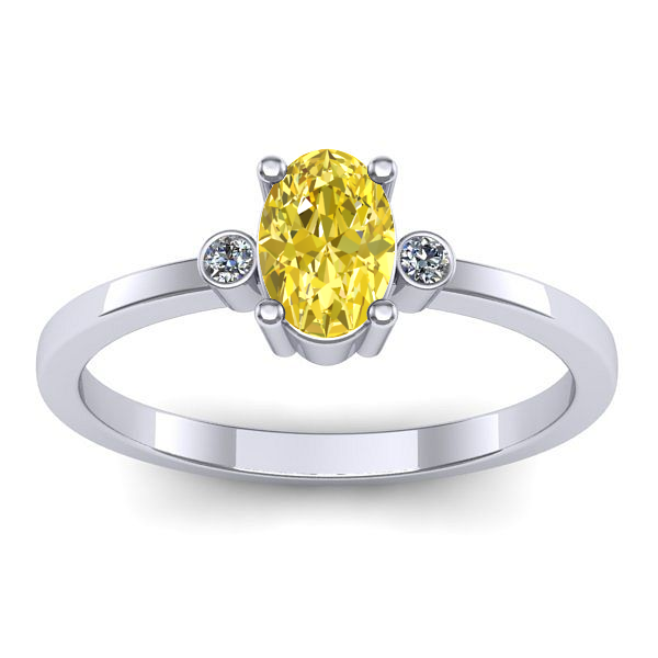 Inel cu safir galben oval