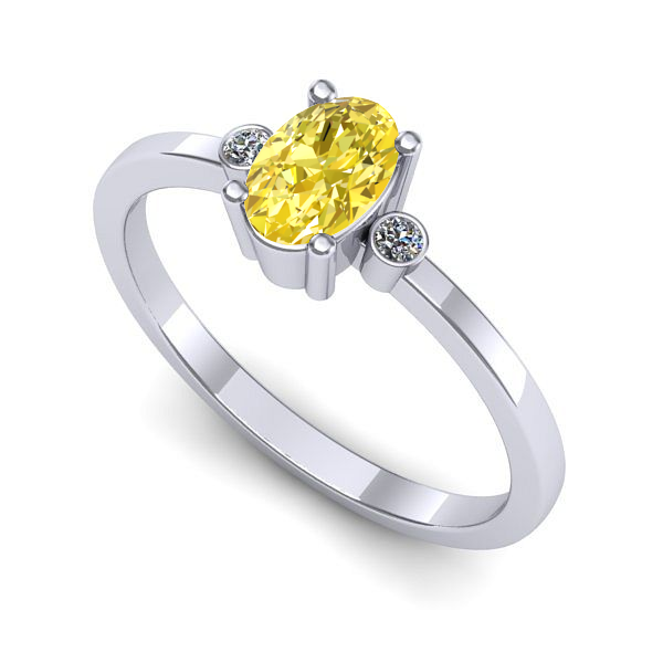 Inel din aur alb cu safir galben