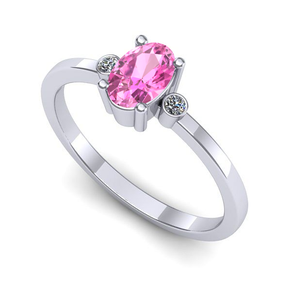 Inel din aur alb cu safir roz