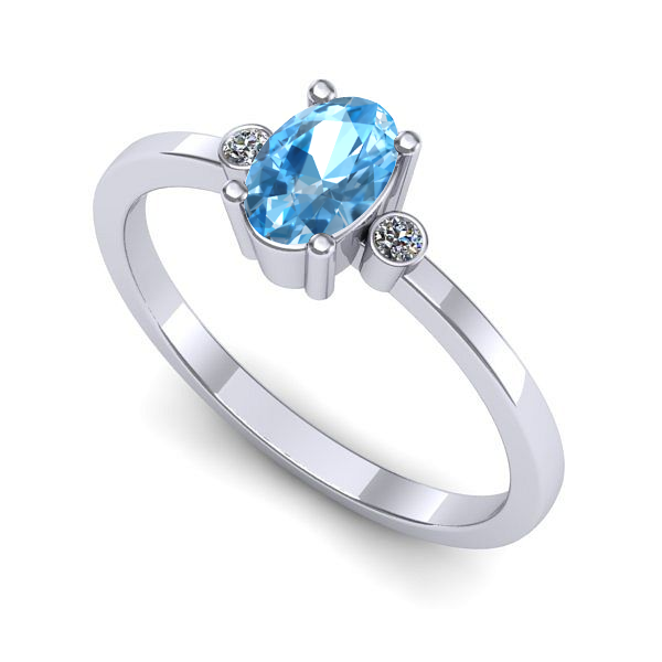 Inel din aur alb cu topaz blue