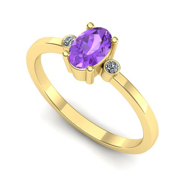 Inel de logodna din aur galben cu ametist