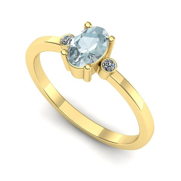 Inel de logodna din aur galben cu aquamarin