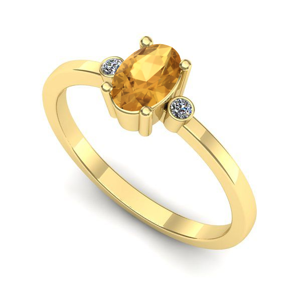 Inel din aur galben cu citrin
