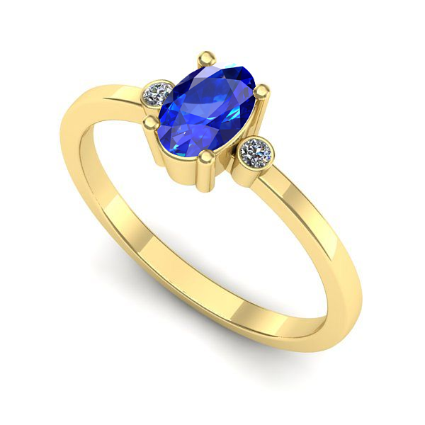 Inel din aur galben cu safir