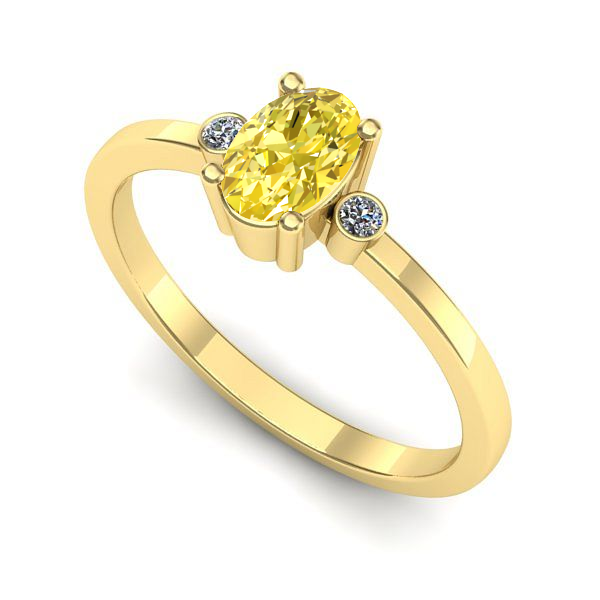 Inel logodna din aur galben cu safir galben