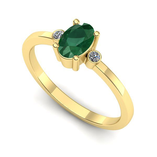 Inel de logodna din aur galben cu smarald