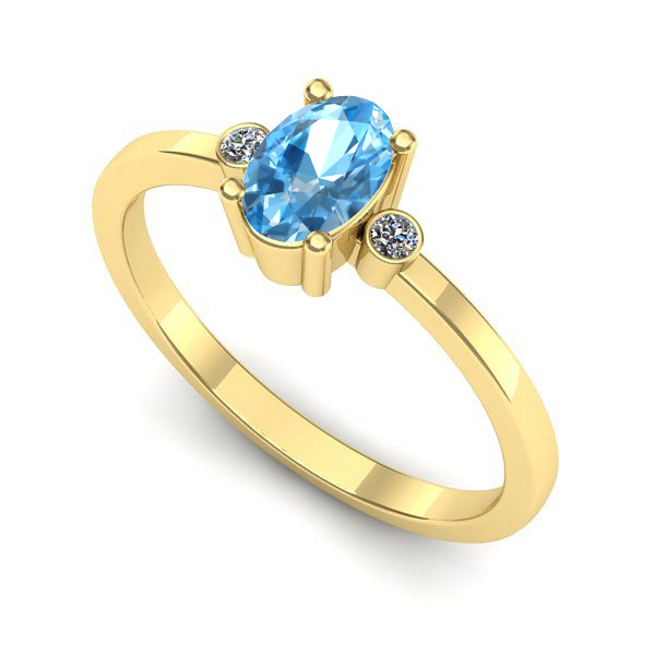 Inel logodna din aur galben cu topaz blue
