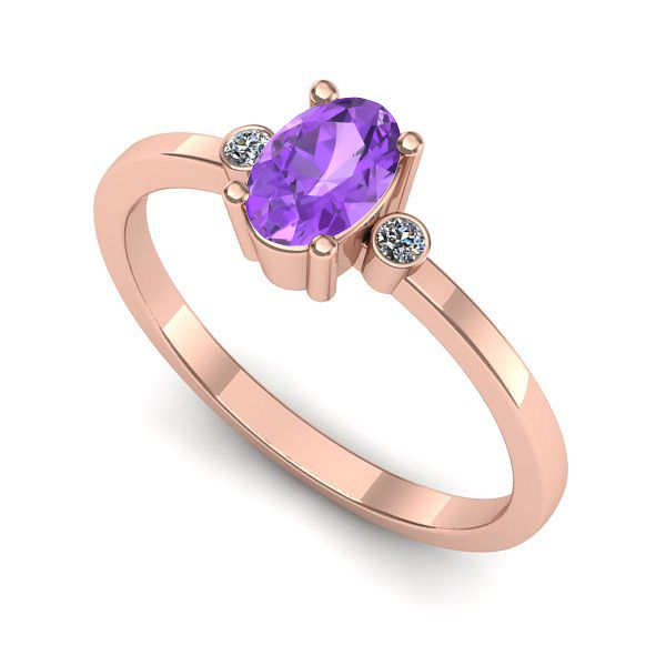 Inel din aur roz cu ametist