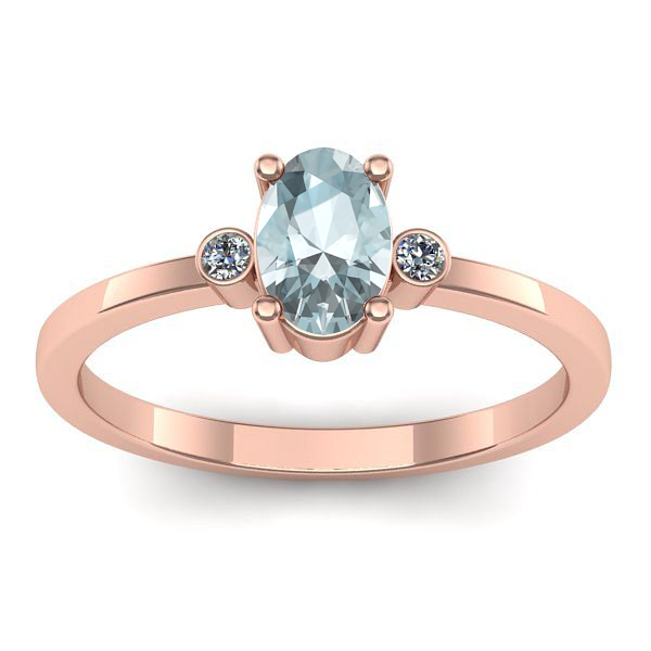 Inel cu aquamarin oval