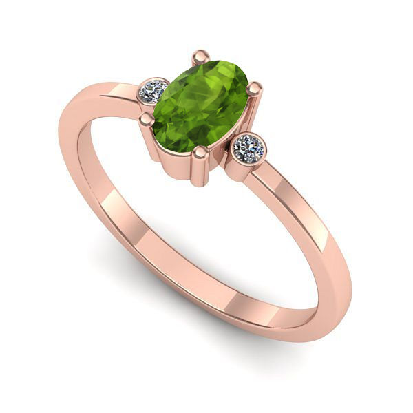 Inel din aur roz cu peridot