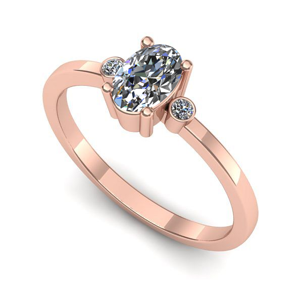 Inel din aur roz cu safir alb