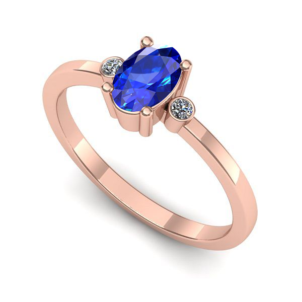 Inel de logodna din aur roz cu safir