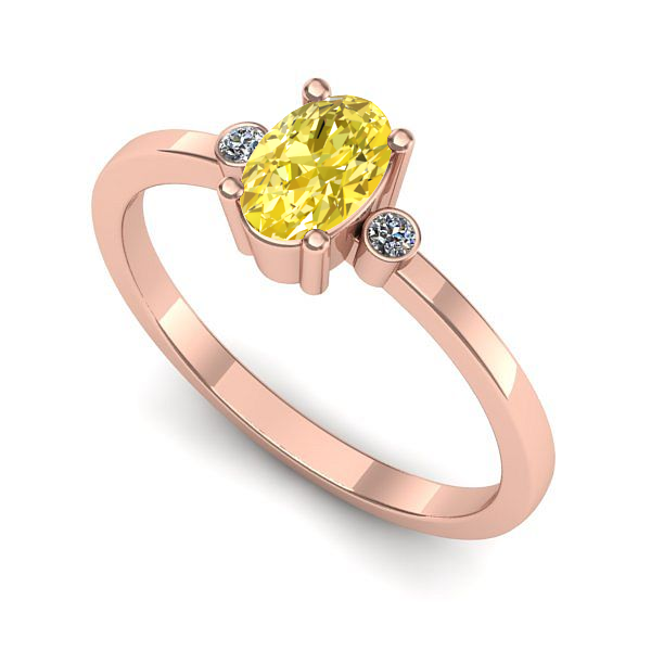 Inel logodna din aur roz cu safir galben