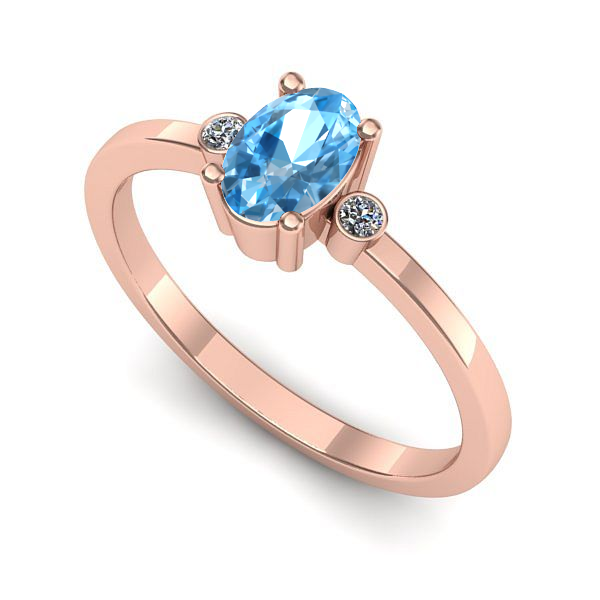 Inel de logodna din aur roz cu topaz blue