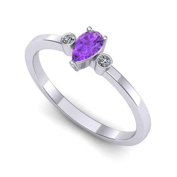 Inel logodna din aur alb cu ametist