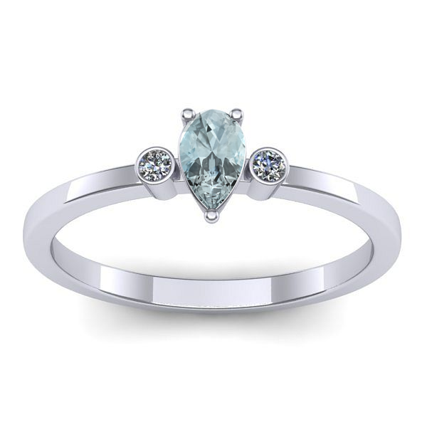 Inel de logodna cu aquamarin lacrima
