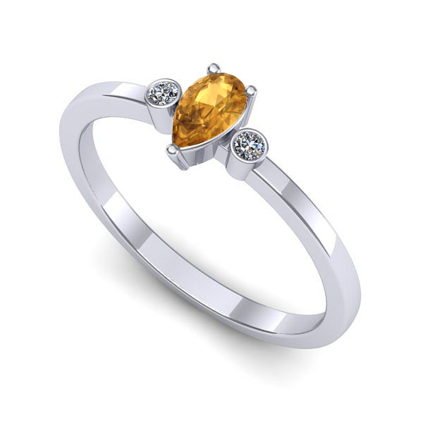 Inel de logodna din aur alb cu citrin