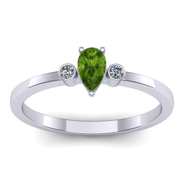 Inel de logodna cu peridot lacrima