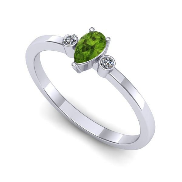 Inel din aur alb cu peridot