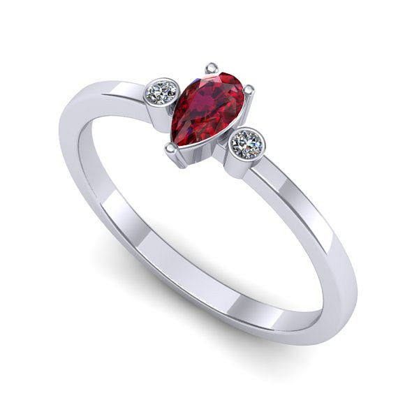 Inel din aur alb cu rubin