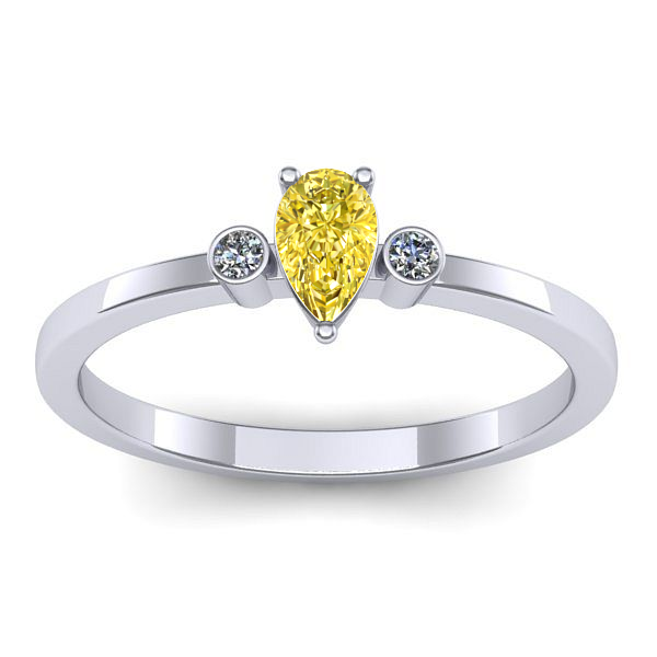 Inel logodna cu safir galben lacrima