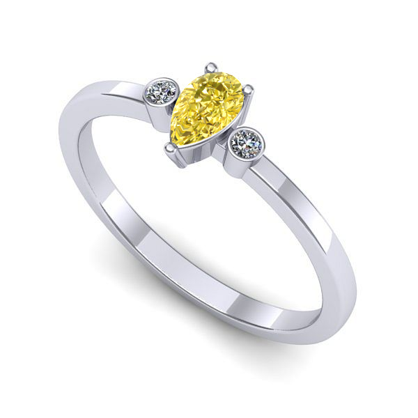 Inel logodna din aur alb cu safir galben