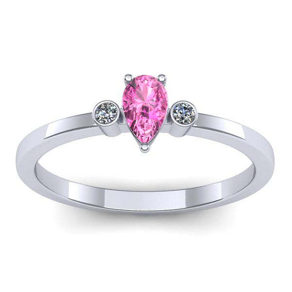 Inel cu safir roz lacrima