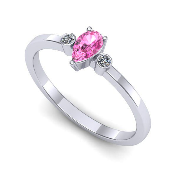 Inel din aur alb cu safir roz