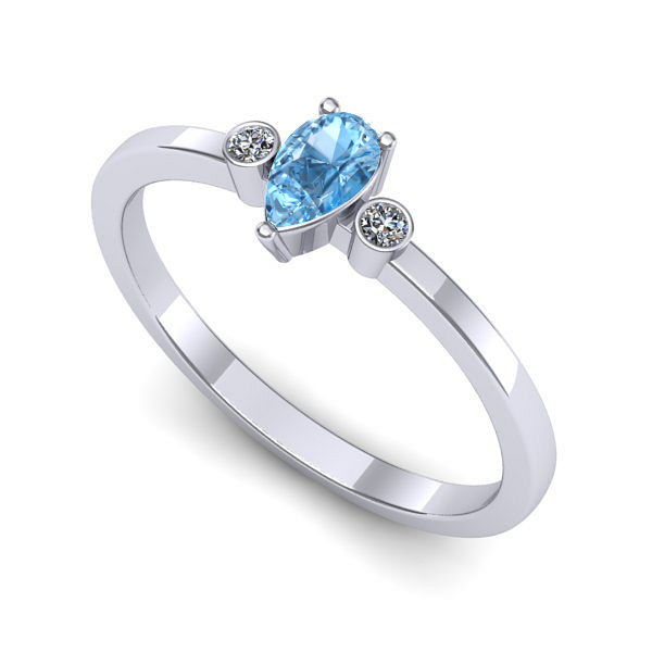 Inel de logodna din aur alb cu topaz blue