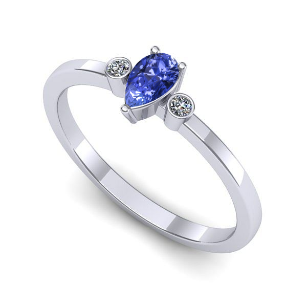 Inel logodna din aur alb cu tanzanit