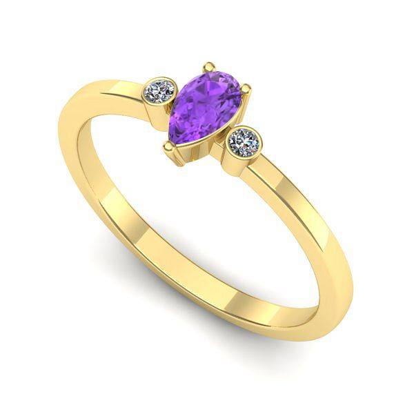 Inel de logodna din aur galben cu ametist
