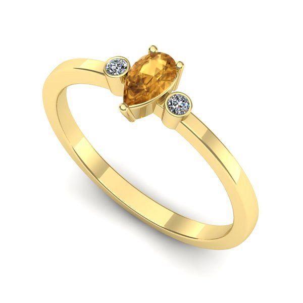 Inel de logodna din aur galben cu citrin