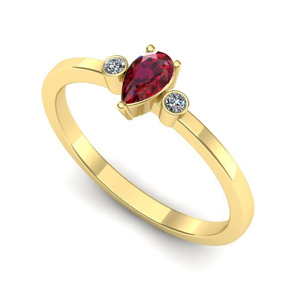 Inel logodna din aur galben cu rubin