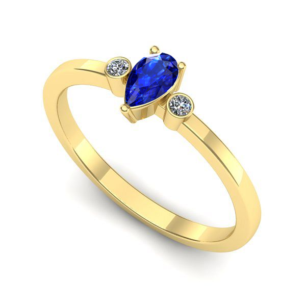 Inel de logodna din aur galben cu safir