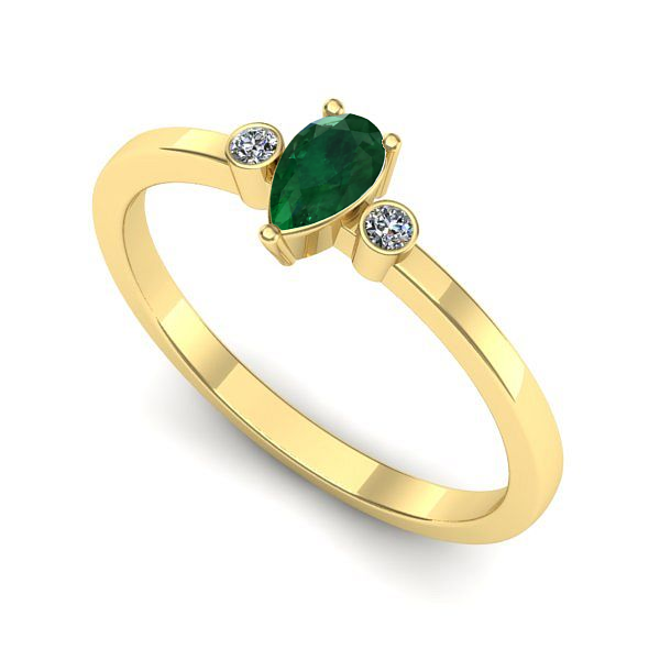 Inel din aur galben cu smarald