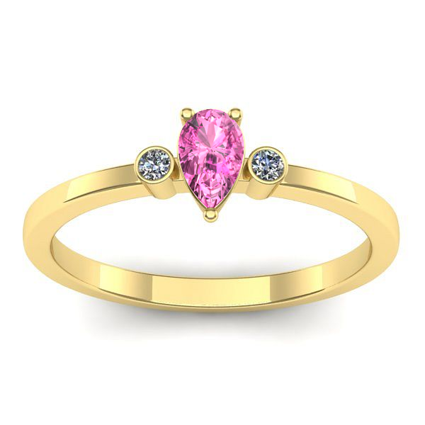 Inel logodna cu safir roz lacrima