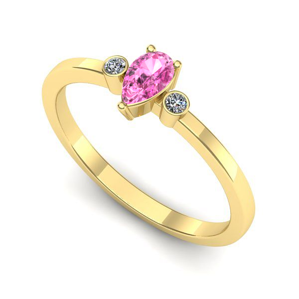 Inel logodna din aur galben cu safir roz