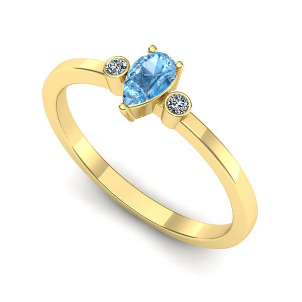 Inel de logodna din aur galben cu topaz blue