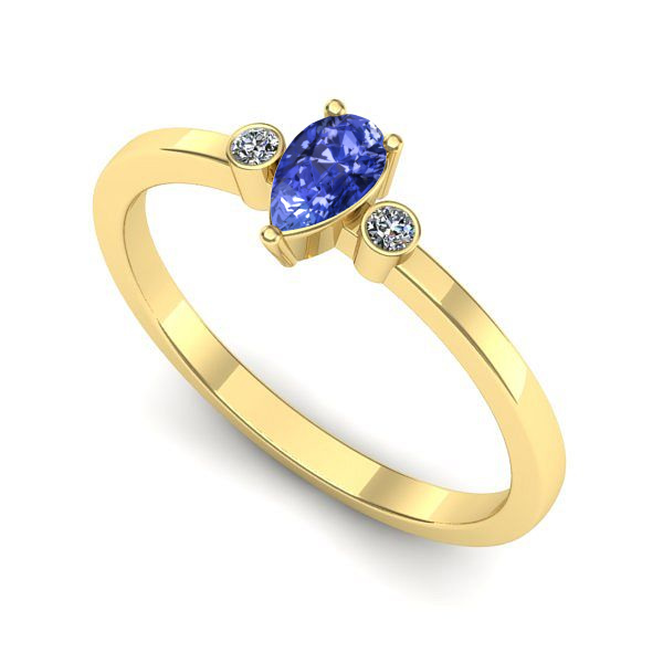 Inel de logodna din aur galben cu tanzanit