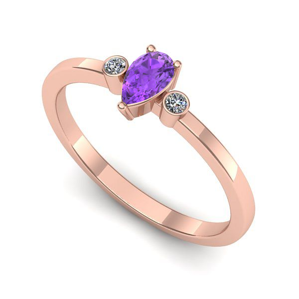 Inel din aur roz cu ametist