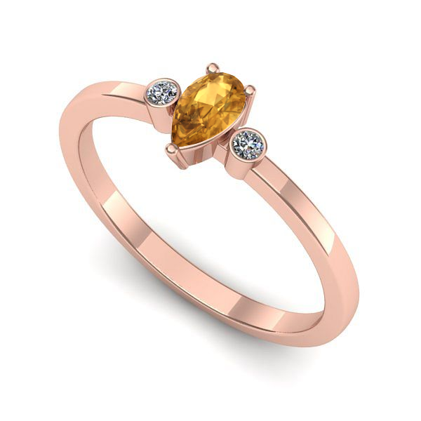 Inel logodna din aur roz cu citrin