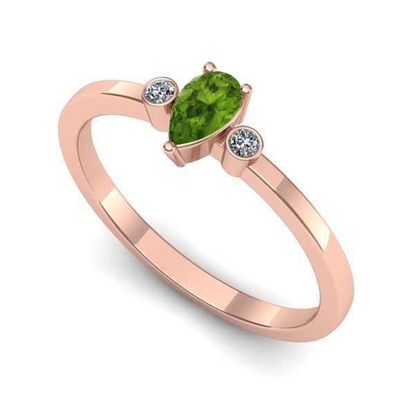 Inel logodna din aur roz cu peridot