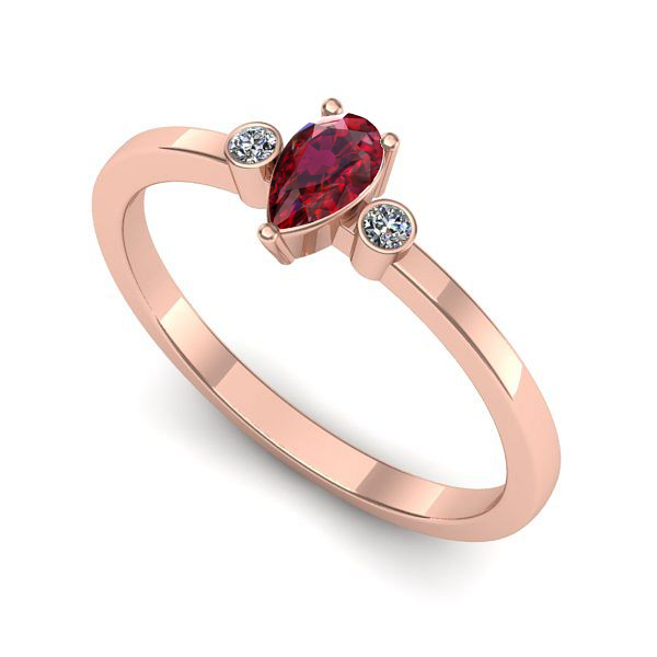 Inel de logodna din aur roz cu rubin