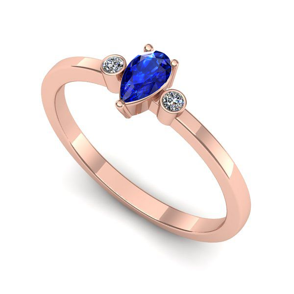 Inel din aur roz cu safir