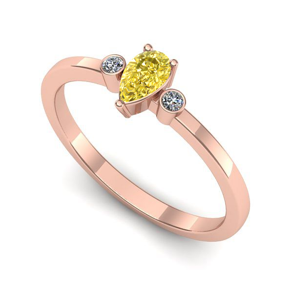 Inel din aur roz cu safir galben