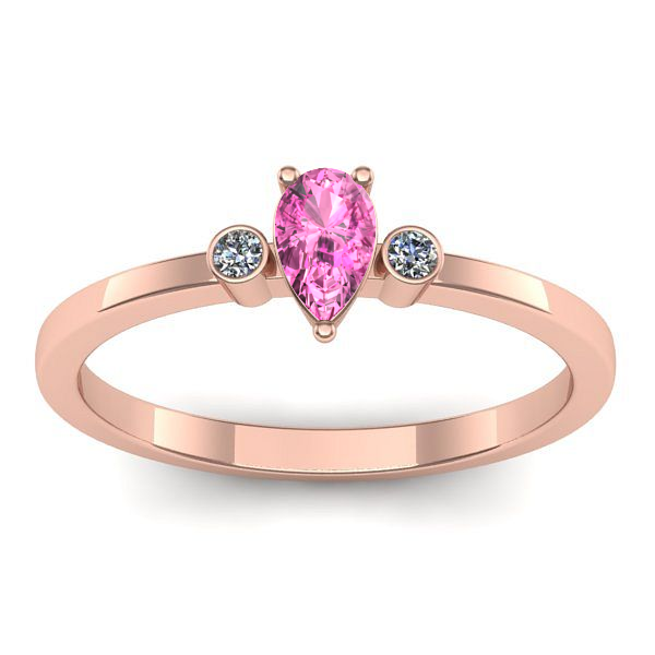 Inel logodna cu safir roz lacrima