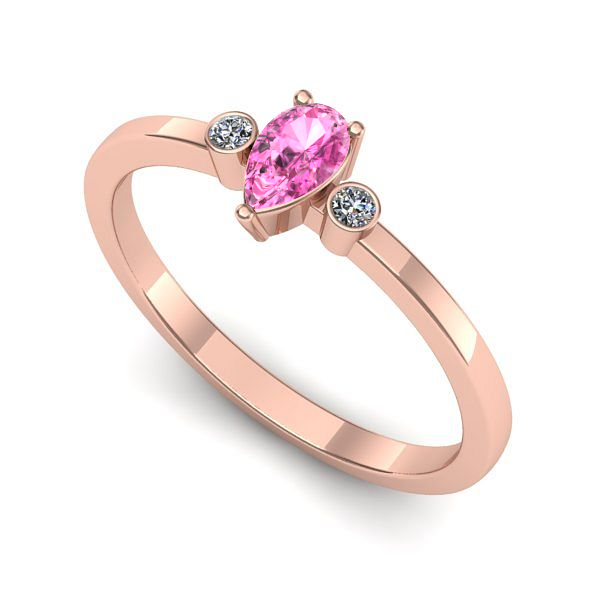 Inel de logodna din aur roz cu safir roz