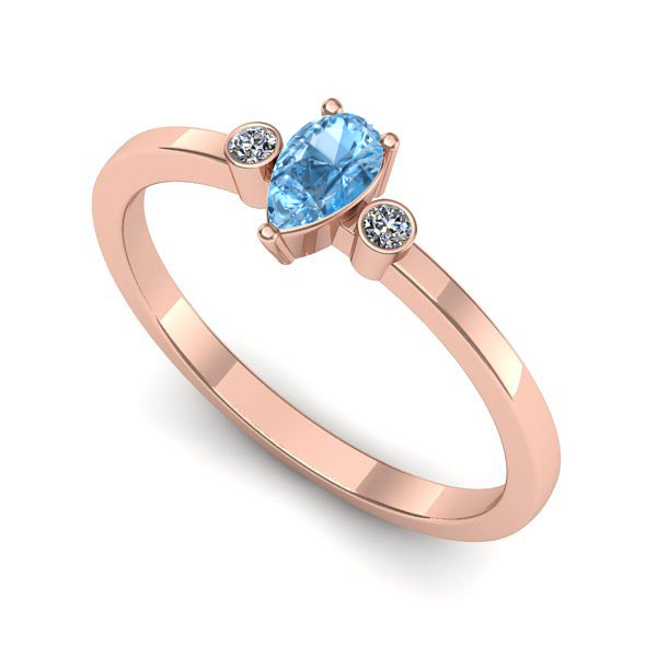 Inel de logodna din aur roz cu topaz blue