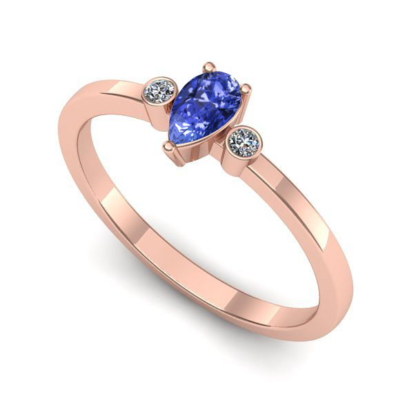 Inel din aur roz cu tanzanit