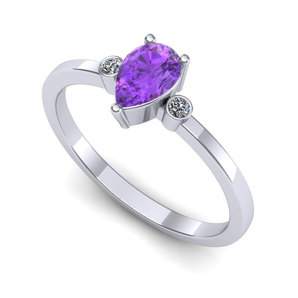 Inel logodna din aur alb cu ametist